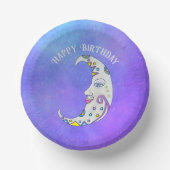 Fantasy Crescent Moon  gezicht kleurrijke vormen Papieren Kommen (Voorkant)