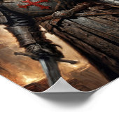 Fantasy-crusader krijger in geheime crypte poster (Hoek)