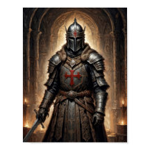 Fantasy-crusader krijger in geheime crypte