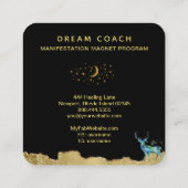 *~* Fantasy Crystal Deer Celestial Gold Glitter Vierkante Visitekaartje (Achterkant)