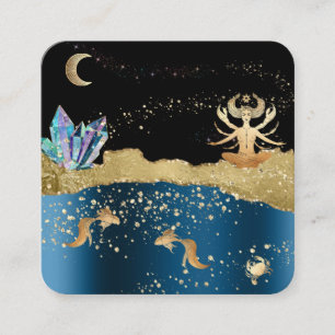 *~* Fantasy Crystal Goddess Celestial Cancer Gold Vierkante Visitekaartje