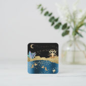 *~* Fantasy Crystal Goddess Celestial Cancer Gold Vierkante Visitekaartje (Staand voorkant)
