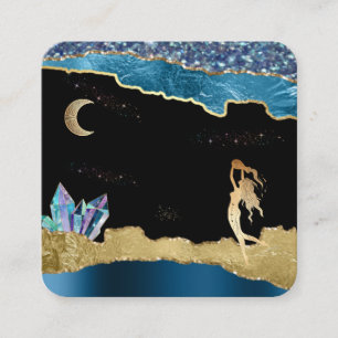 *~* Fantasy Crystal Goddess Celestial Gold Glitter Vierkante Visitekaartje