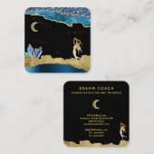 *~* Fantasy Crystal Goddess Celestial Gold Glitter Vierkante Visitekaartje (Voorkant / Achterkant)