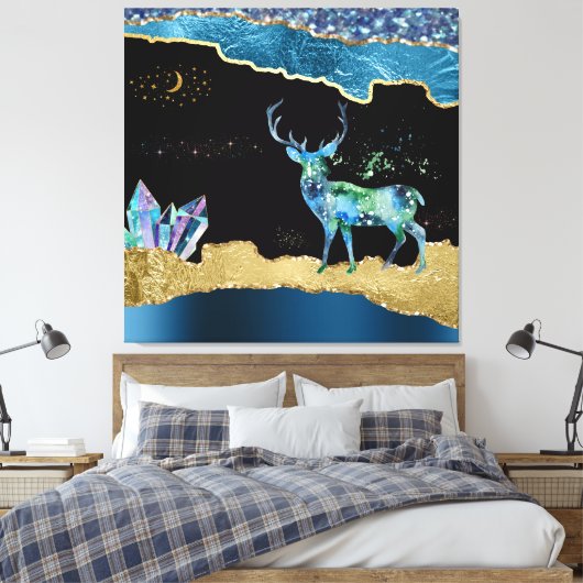 *~* Fantasy Crystal Herten Celestial GLITTER AP8 Canvas Afdruk (Insitu (Slaapkamer))