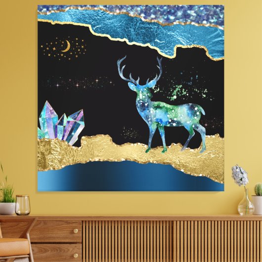 *~* Fantasy Crystal Herten Celestial GLITTER AP8 Canvas Afdruk (Insitu (Woonkamer))