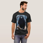Fantasy Crystal Perched Raven-Crow T-shirt (Voorkant volledig)