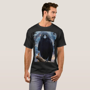 Fantasy Crystal Perched Raven-Crow T-shirt