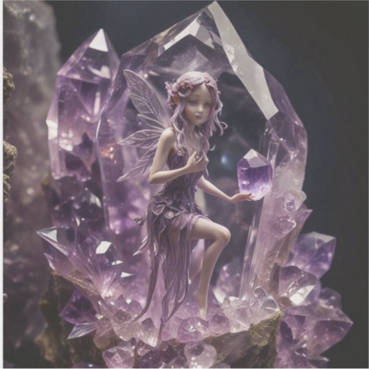 Fantasy Crystals Amethyst Fairy Sticker (Voorkant)