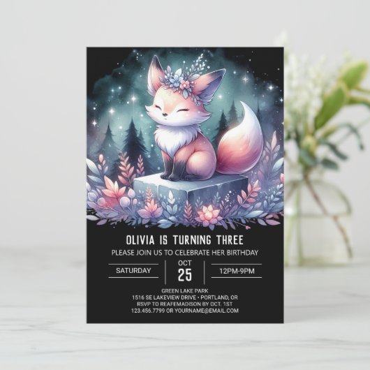 Fantasy Custom Fox Verjaardag digitaal Kaart (Staand voorkant)