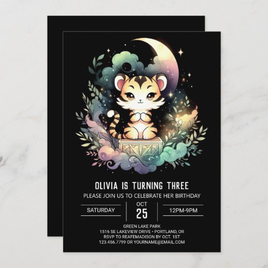 Fantasy Custom Tiger Verjaardag Kaart (Voorkant / Achterkant)