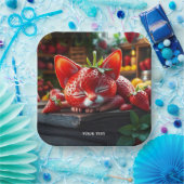 Fantasy Cute Aardbei Schattig Kitty Papieren Bordje (Feest)