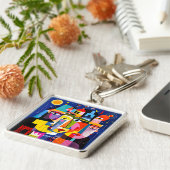 Fantasy Cute Abstract Faces Shapes Sleutelhanger (Zijkant)