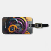 Fantasy Cute  Abstract Oranje Paars Bagagelabel (Voorkant horizontaal)