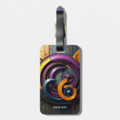 Fantasy Cute  Abstract Oranje Paars Bagagelabel (Achterkant verticaal)