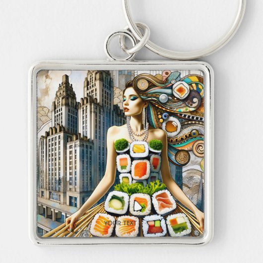 Fantasy Cute Abstract Sushi Dress Sleutelhanger (Voorkant)