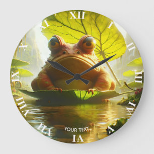 Fantasy Cute Angry Frog Leaf Grote Klok