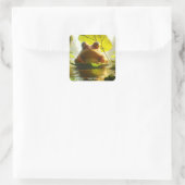Fantasy Cute Angry Frog Leaf Vierkante Sticker (Tas)