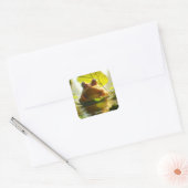 Fantasy Cute Angry Frog Leaf Vierkante Sticker (Envelop)