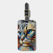 Fantasy Cute Art Deco Kat Bagagelabel (Voorkant verticaal)