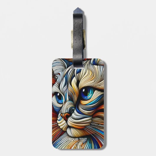 Fantasy Cute Art Deco Kat Bagagelabel (Achterkant verticaal)