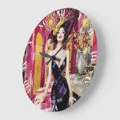 Fantasy Cute Art Deco Lady Grote Klok (Hoek)