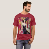 Fantasy Cute Art Deco Lady T-shirt (Voorkant volledig)