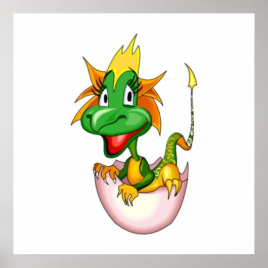 Fantasy Cute Baby Dragon Poster (Voorkant)
