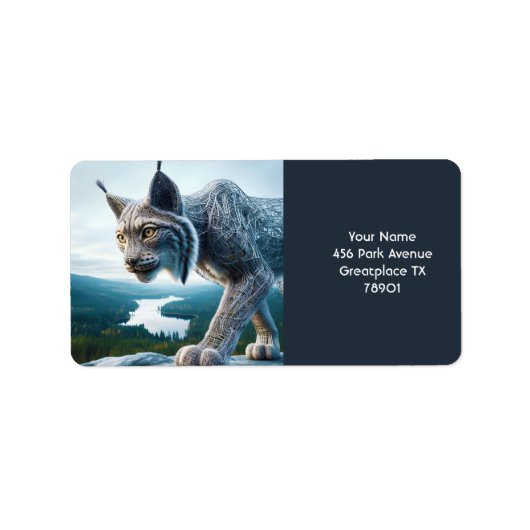 Fantasy Cute Bedrade Lynx Bos Etiket (Voorkant)