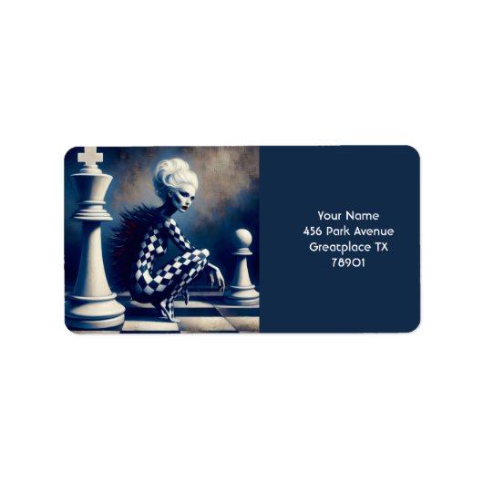 Fantasy Cute Black White Lady Etiket (Voorkant)