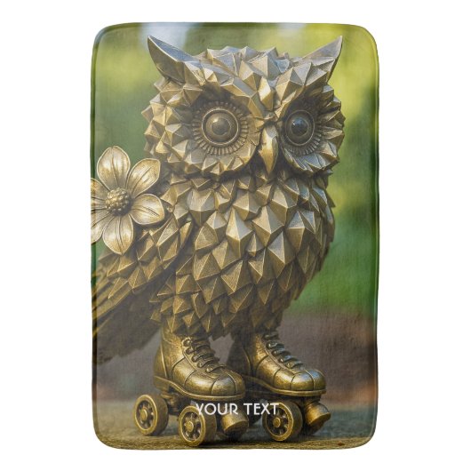 Fantasy Cute Brass Owl Skates Badmat (Voorkant Verticaal)