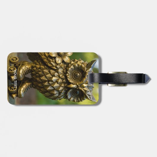 Fantasy Cute Brass Owl Skates Bagagelabel (Achterkant horizontaal)