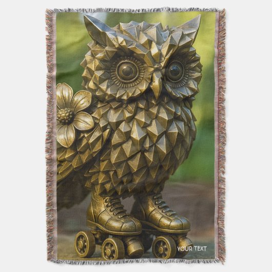 Fantasy Cute Brass Owl Skates Deken (Voorkant Verticaal)