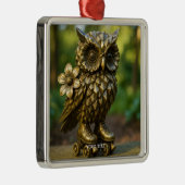 Fantasy Cute Brass Owl Skates Metalen Ornament (Rechts)