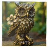 Fantasy Cute Brass Owl Skates Tegeltje (Voorkant)