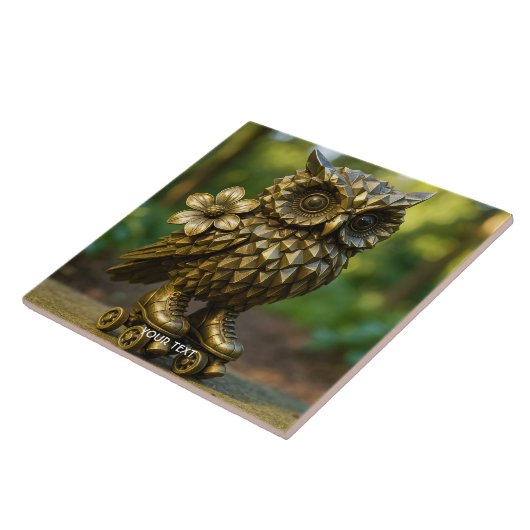 Fantasy Cute Brass Owl Skates Tegeltje (Zijkant)