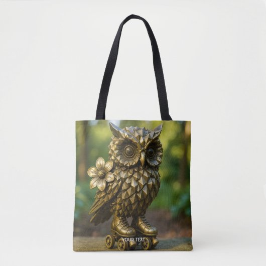Fantasy Cute Brass Owl Skates Tote Bag (Voorkant)