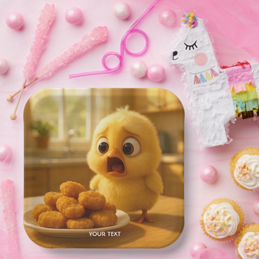 Fantasy Cute Chicken Nuggets Baby Papieren Bordje (Feest)