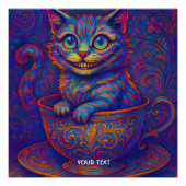 Fantasy Cute Cup Smiling Cat Perfect Poster (Voorkant)