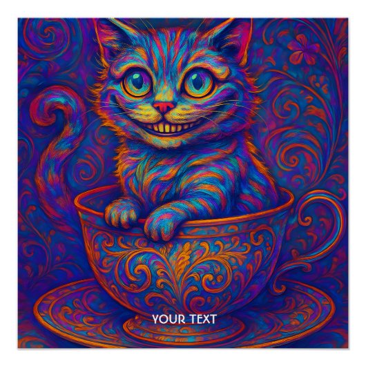 Fantasy Cute Cup Smiling Cat Perfect Poster (Voorkant)