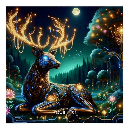 Fantasy Cute Cyber Hertenbos Perfect Poster (Voorkant)