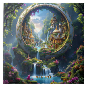 Fantasy Cute Dorp Miniatuur Stad . Perfect Als Ee Tegeltje