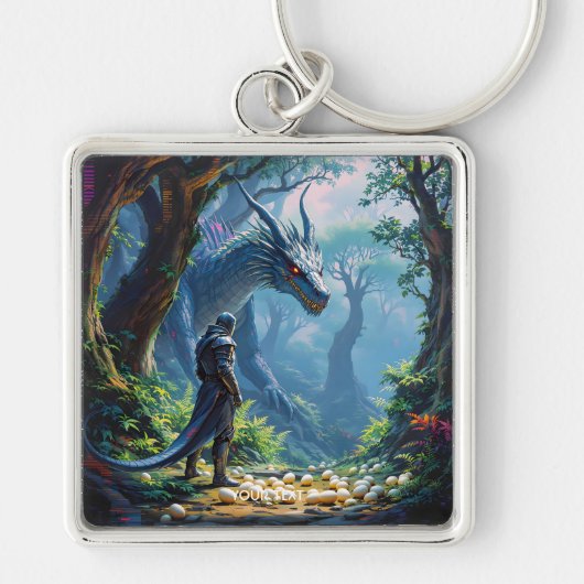 Fantasy Cute Eieren Drakenridder Sleutelhanger (Voorkant)