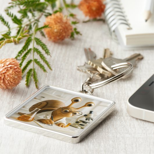 Fantasy Cute Famous Snail Scientist  Sleutelhanger (Zijkant)