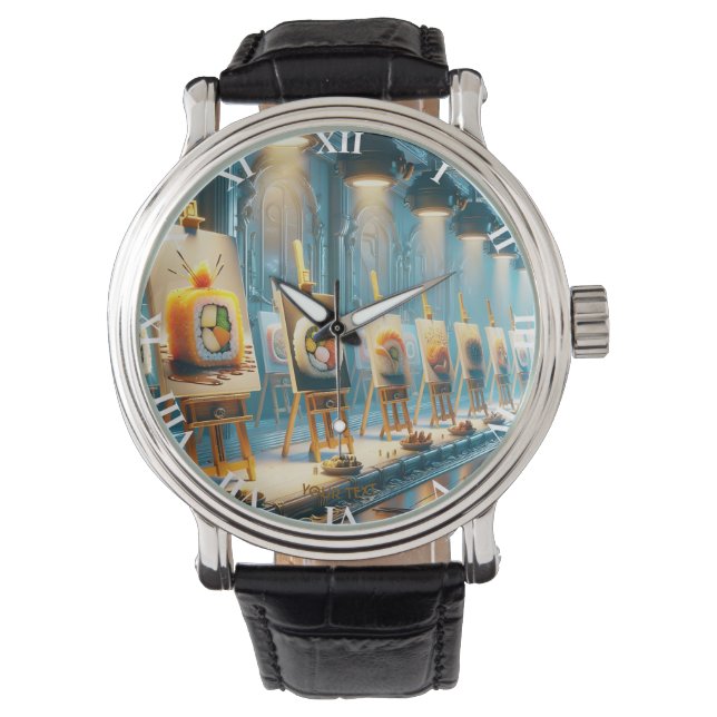 Fantasy Cute Fantasy Sushi Kunst Horloge (Voorkant)