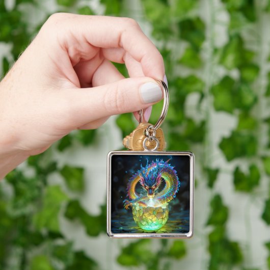 Fantasy Cute Green Dragon Egg Sleutelhanger (Hand)