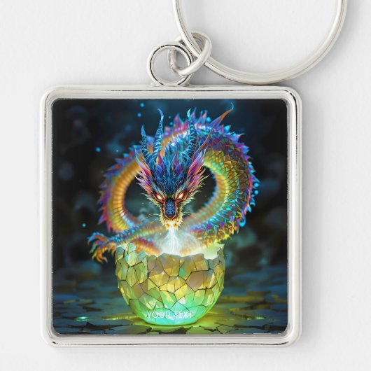 Fantasy Cute Groene Drakenei Sleutelhanger (Voorkant)