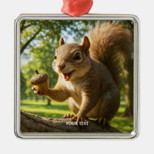 Fantasy Cute Happy Eekhoorn Bos Metalen Ornament
