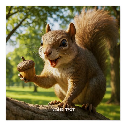 Fantasy Cute Happy Squirrel Forest Perfect Poster (Voorkant)