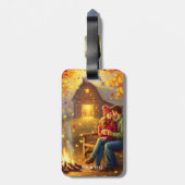 Fantasy Cute Kampeerdate Landelijk Bagagelabel (Achterkant verticaal)